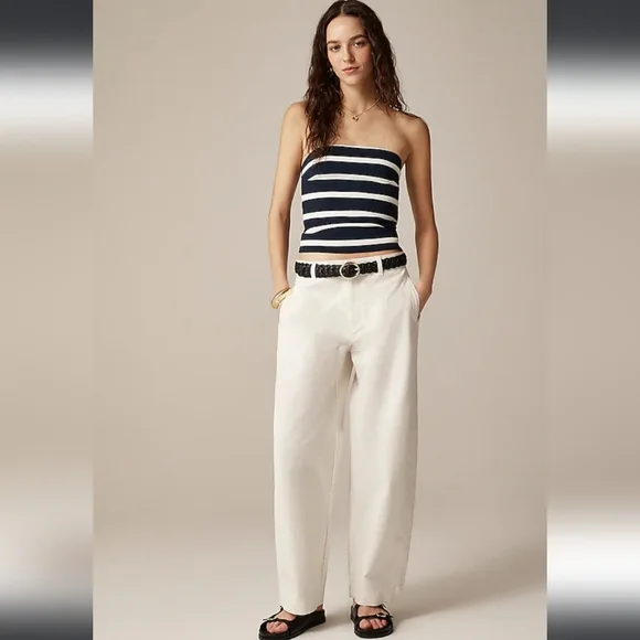 NWOT J. Crew Mariner Jersey Navy and White Striped Tube Top Size S - Picture 2 of 5